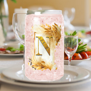 Golden Frame Decorative Monogram N Can Glass