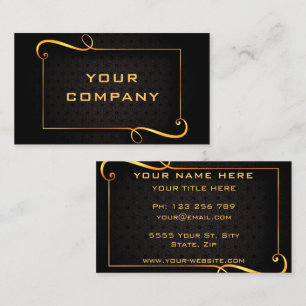 Golden Frame Luxury Gold Text Black Professional Business Card