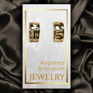 Golden Frame Marble Stone Earring Display Business Card