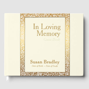 Golden Frame Memorial Service Guest Book Choose C
