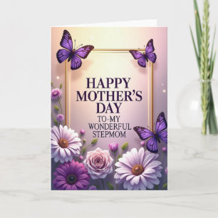 Golden Frame Mothers Day Step Mum Card