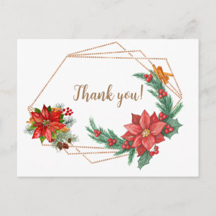 GOLDEN FRAME PROSSTIAS THANK YOU CHRISTMAS WEDDING HOLIDAY POSTCARD
