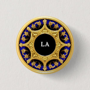 Golden Frame with Ornate Details 3 Cm Round Badge
