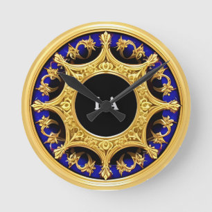 Golden Frame with Ornate Details Round Clock