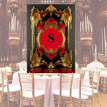 Golden frame with red roses, gothic style table number<br><div class="desc">The perfect "frame" for your wedding day! Magnificent frame decorated with red roses in gothic style. Colours in red,  gold and black. Unique table card for your unique wedding!</div>