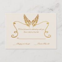Golden Frame With Wings Response Card