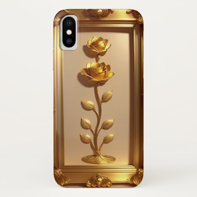 Golden Framed Rose Decorative Artwork Case-Mate iPhone Case (Back)