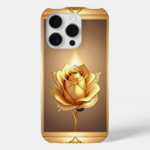 Golden Framed Rose Decorative Artwork iPhone 15 Pro Case
