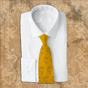 Golden France Emblem fashion Tie, French Flag Tie