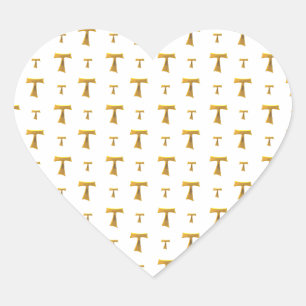 Golden Franciscan Tau Cross Heart Sticker
