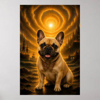 Golden French Bulldog Butterfly Fantasy Art Print