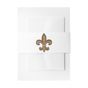 Golden French Fleur De Lis Invitation Belly Band