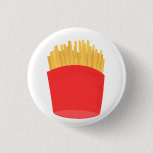 Golden French Fries In Red Container 3 Cm Round Badge