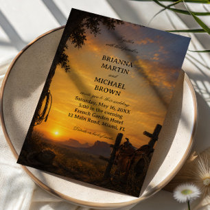 Golden Frontier Sunset Western Invitation