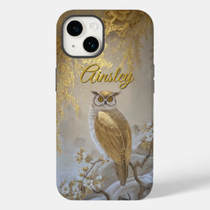 Golden Fukuro Owl with Blossoms Case-Mate iPhone 14 Case