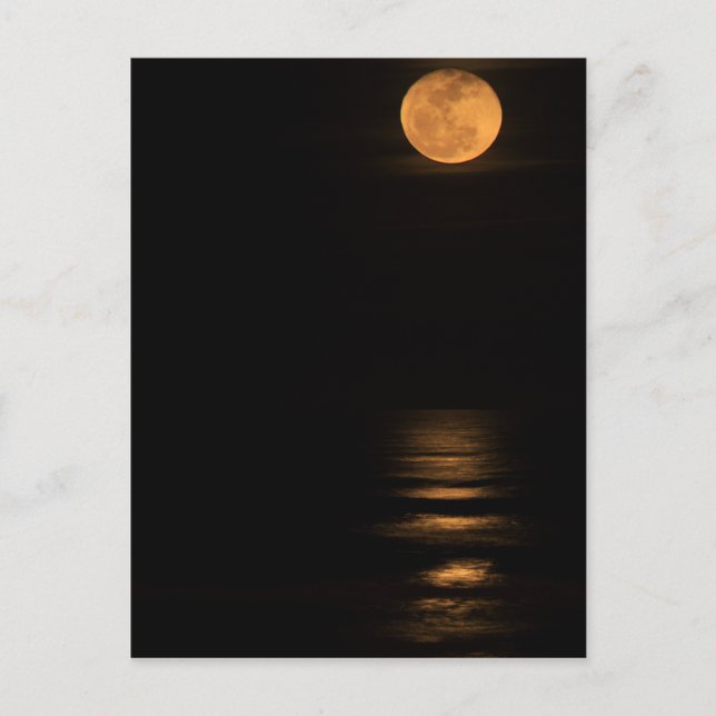 golden full moon over ocean postcard (Front)