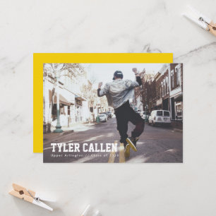 Golden Full Photo Varsity with Text-only Backer Invitation