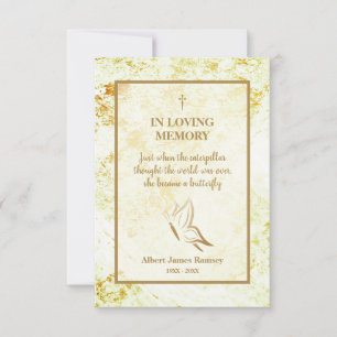 Golden Funeral Butterfly Motivational Quote Card