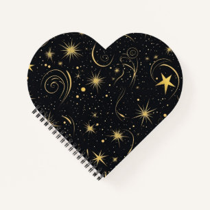 Golden Galaxy Heart Notebook