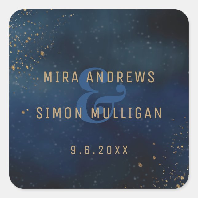 Golden Galaxy Square Sticker (Front)