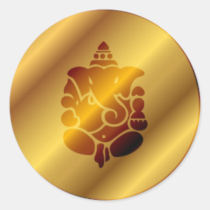 Golden Ganesha Design Classic Round Sticker