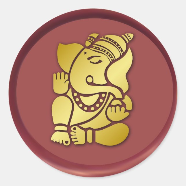 Golden Ganesha On Red Wax Seal (Front)