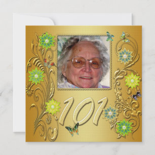 Golden Garden 101st Birthday party invitation