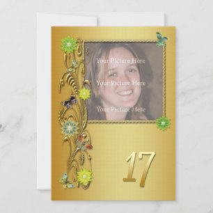 Golden Garden 17th Birthday party invitation