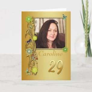 Golden Garden 29th Photo Birthday Card
