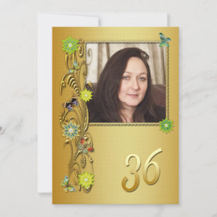 Golden Garden 36th Birthday party invitation