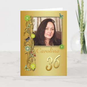Golden Garden 36th Photo Birthday Card