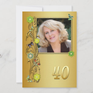 Golden Garden 40th Birthday party invitation