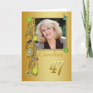 Golden Garden 47th Photo Birthday Card