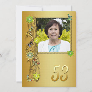 Golden Garden 53rd Birthday party invitation