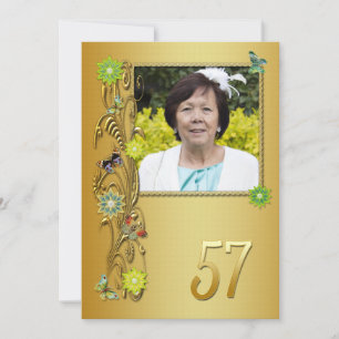 Golden Garden 57th Birthday party invitation