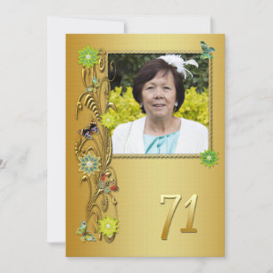 Golden Garden 71st Birthday party invitation