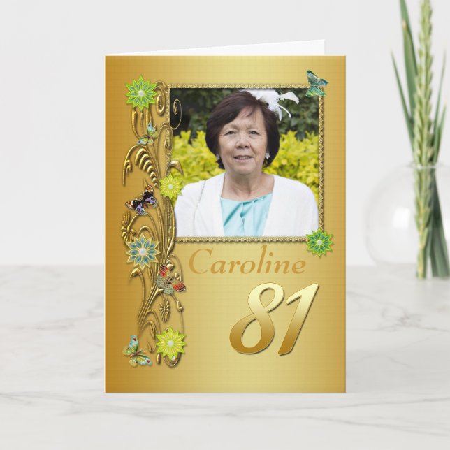 Golden Garden 81st Photo Birthday Card (Front)