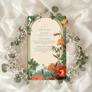 Golden Garden Frame Floral Wedding Enclosure Card