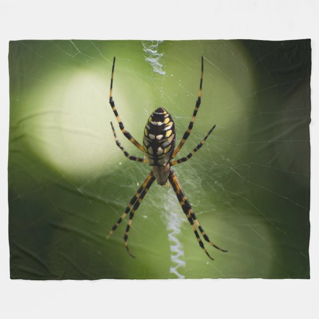Golden garden spider photography Fleece Blanket (Front (Horizontal))