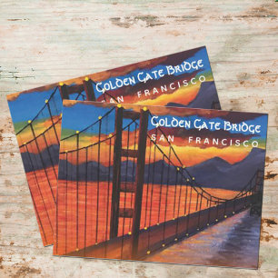 Golden Gate Bridge Acrylic Painting Postcard