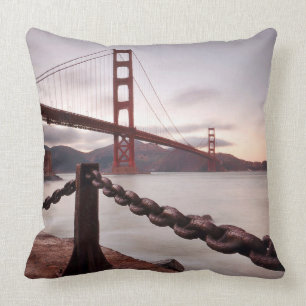 Golden Gate Bridge against mountains Cushion