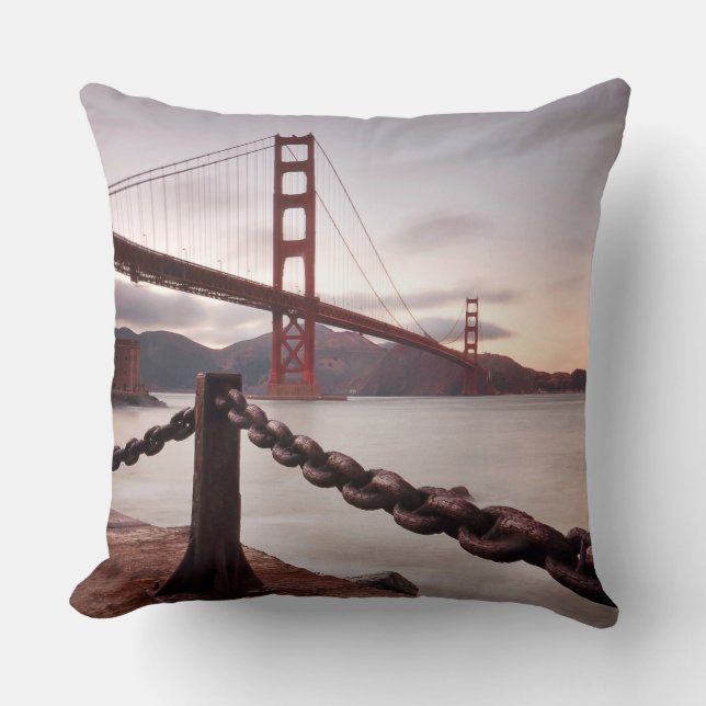 Golden Gate Bridge against mountains Cushion (Front)