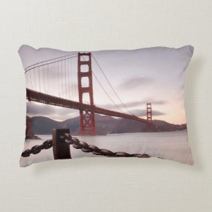 Golden Gate Bridge against mountains Decorative Cushion
