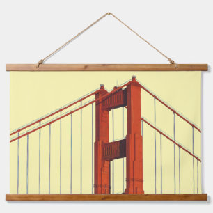 Golden Gate Bridge against Yellow Background Hanging Tapestry