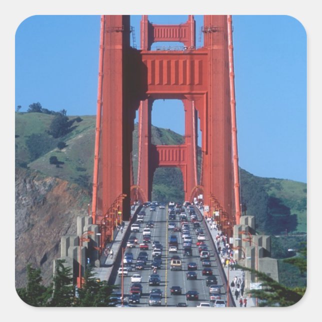 Golden Gate bridge and San Francisco Bay Square Sticker (Front)
