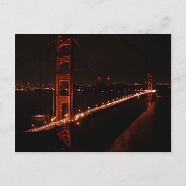 Golden Gate Bridge at Night Postcard (Front)