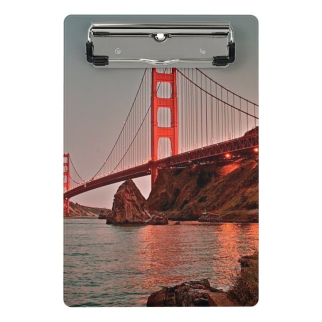Golden Gate Bridge at Sun Down Mini Clipboard (Front)