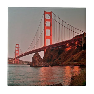 Golden Gate Bridge at Sun Down Tile