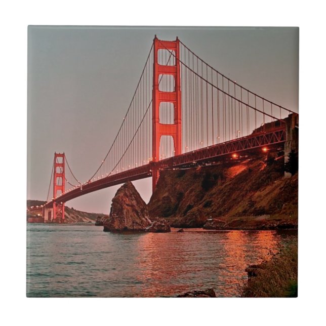 Golden Gate Bridge at Sun Down Tile (Front)