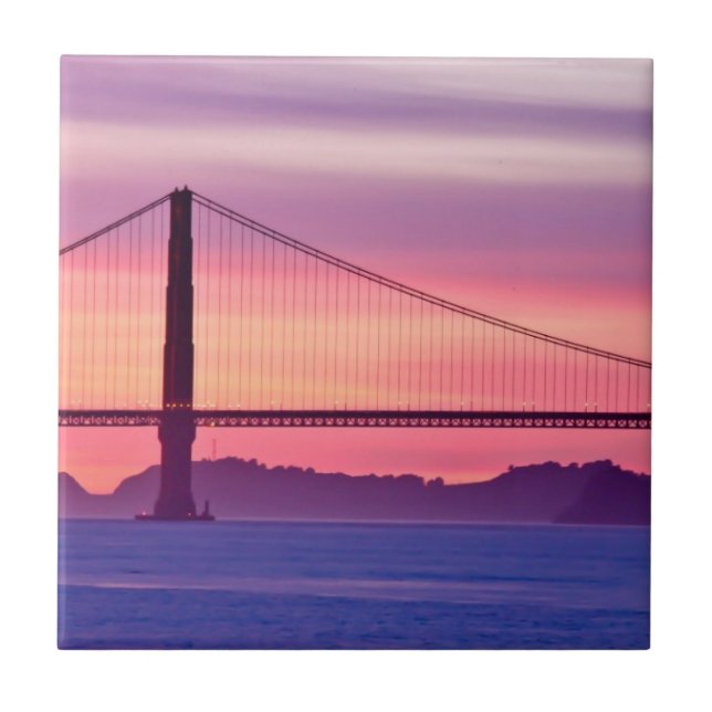 Golden Gate Bridge at Sunset Ceramic Tile (Front)